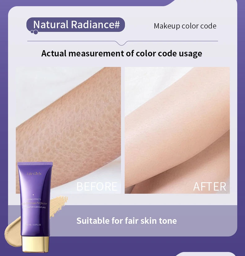 Life Girlsbody Coverage Perfector,Body Foundation Conceals Blemishes Perfectly, Covers Tattoos Without Smudging, and Lasts Long