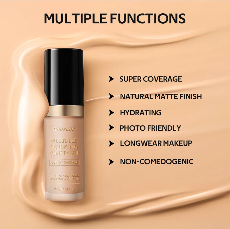Foundation Coverage Concealer Multi-Use Cream Oil Free Long Lasting Hydrating Cover Contour Highlight and Retouch Face Makeup