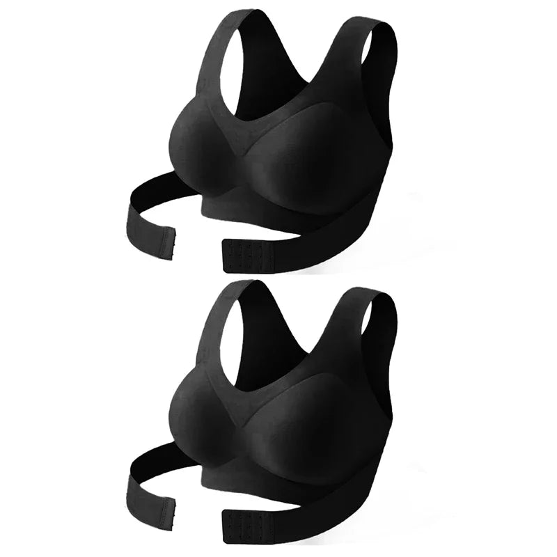 Wireless Posture Correction Bra for Women Seamless Push Up Bralette with Cross Back Support for Daily Shaping Lingerie