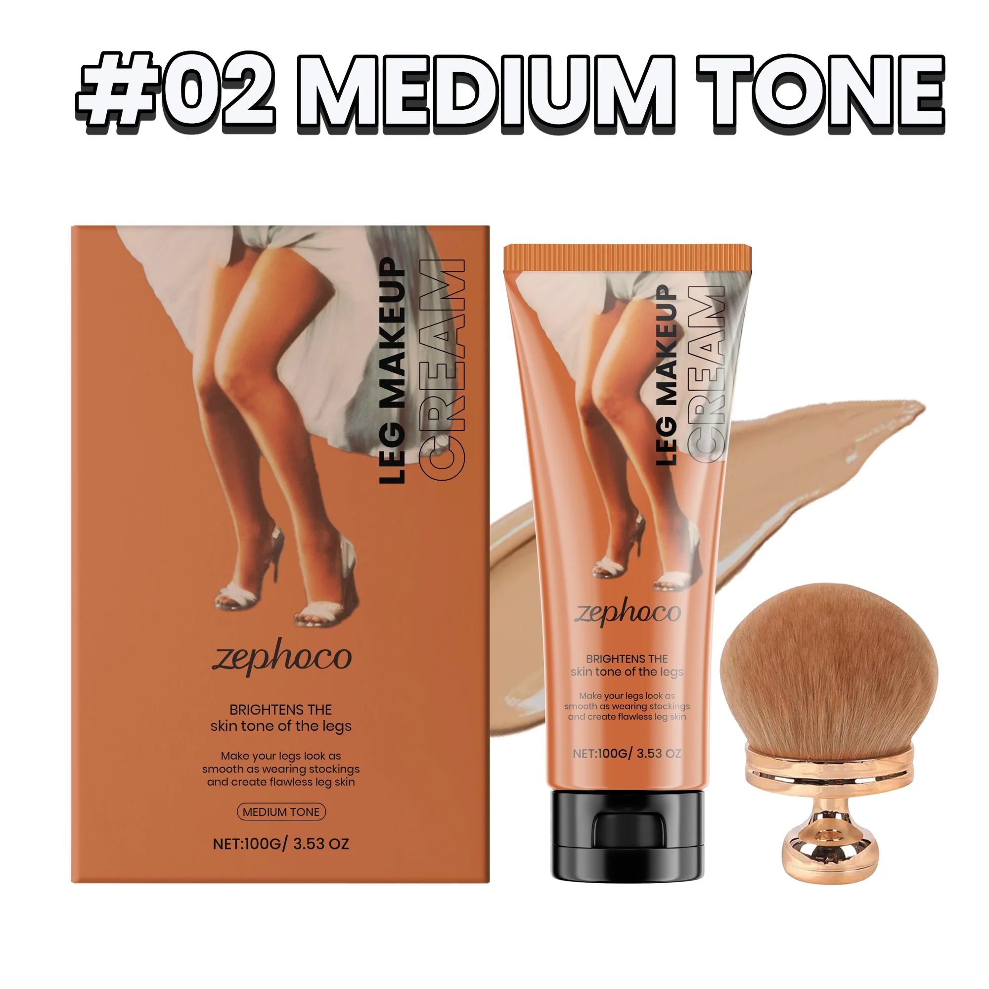 Body Foundation with Brush Set Waterproof Leg Makeup Cream Full Coverage Concealer Scar Veins Niacinamide Physical Sun Protectin