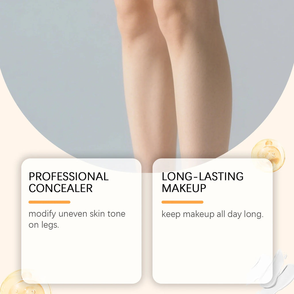 Body Foundation with Brush Set Waterproof Leg Makeup Cream Full Coverage Concealer Scar Veins Niacinamide Physical Sun Protectin