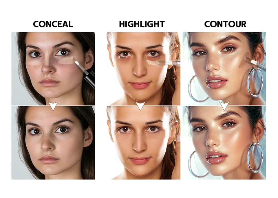 Foundation Coverage Concealer Multi-Use Cream Oil Free Long Lasting Hydrating Cover Contour Highlight and Retouch Face Makeup