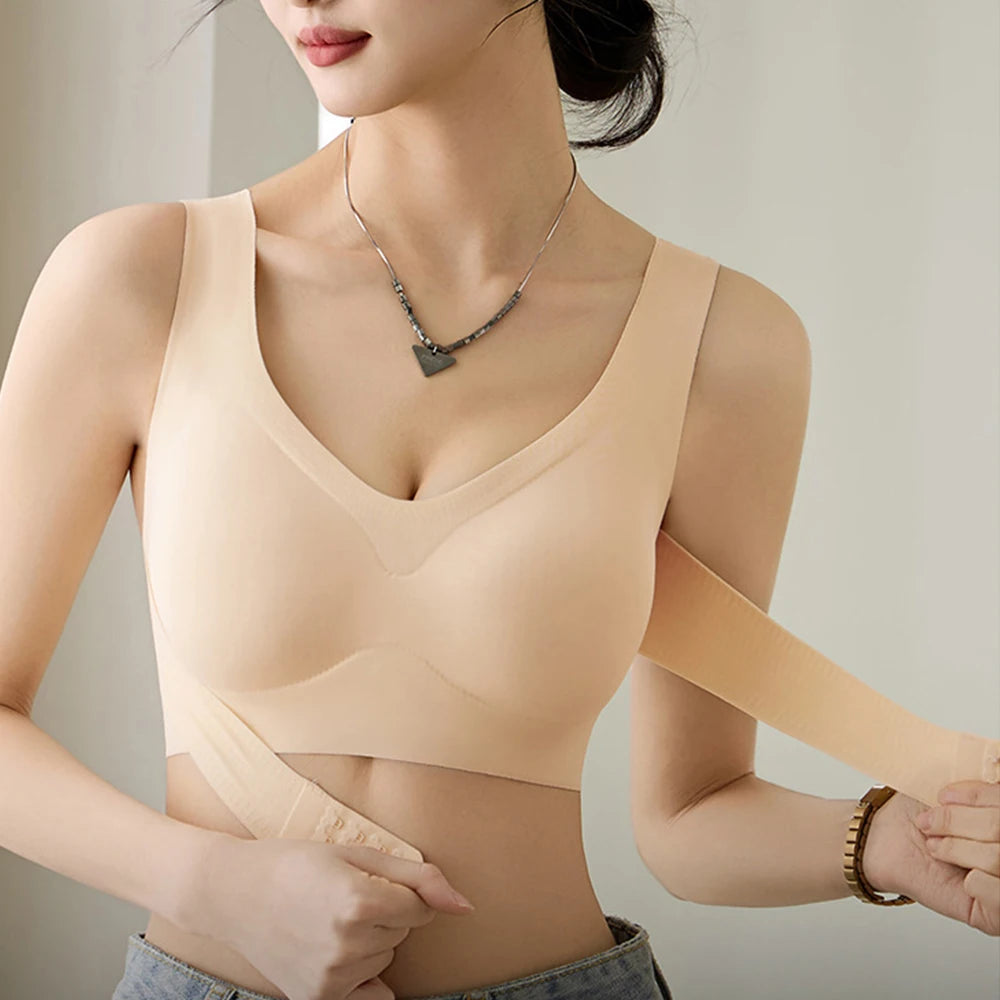 1/2PCS Women's Posture Correction Bras Seamless Wireless Push Up Bralette Cross Back Support Brassiere Full Coverage Daily Bra
