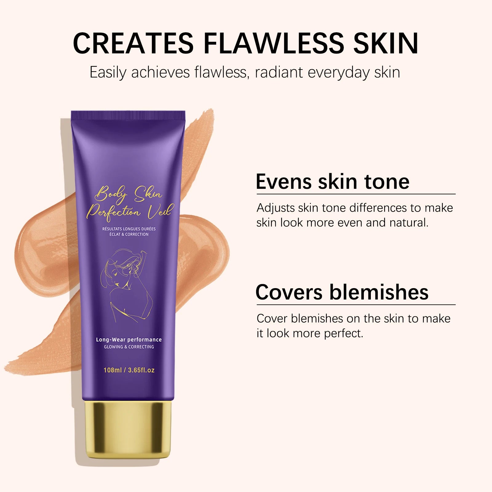 108ML Body Concealer& Brush Set Makeup High Coverage Cover Scars/Spots/Pores/ Long Lasting Waterproof Foundation for Face Body