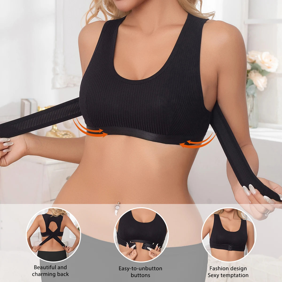 Women's Posture Corrector Push-Up Bra Seamless Wireless for Better Back Support Underwire Back Posture Corrector for Sports