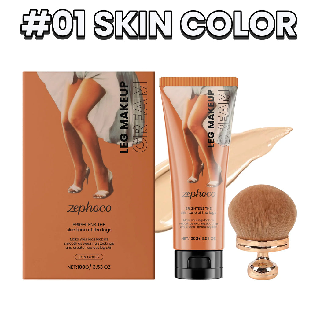 Body Foundation with Brush Set Waterproof Leg Makeup Cream Full Coverage Concealer Scar Veins Niacinamide Physical Sun Protectin