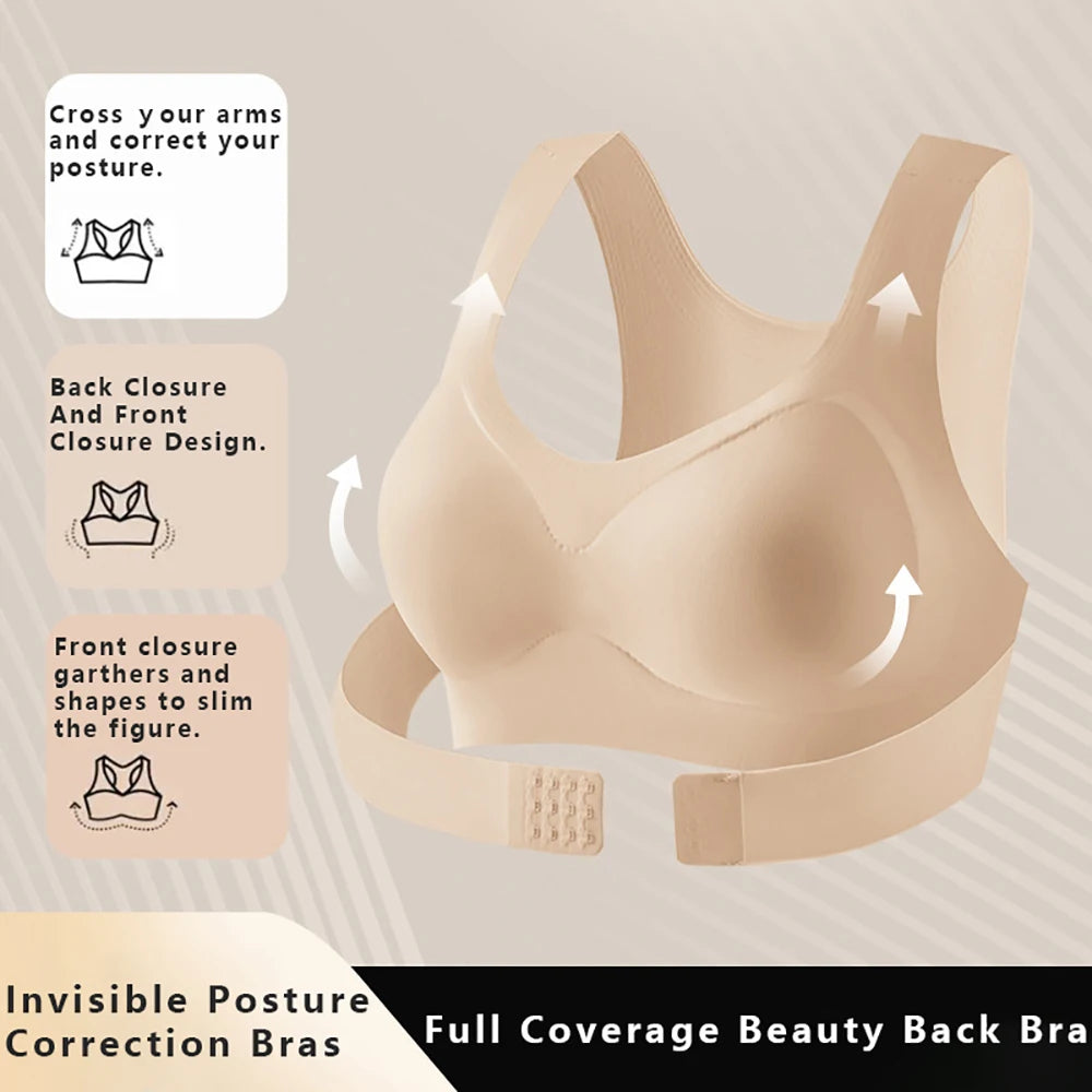 1/2PCS Women's Posture Correction Bras Seamless Wireless Push Up Bralette Cross Back Support Brassiere Full Coverage Daily Bra