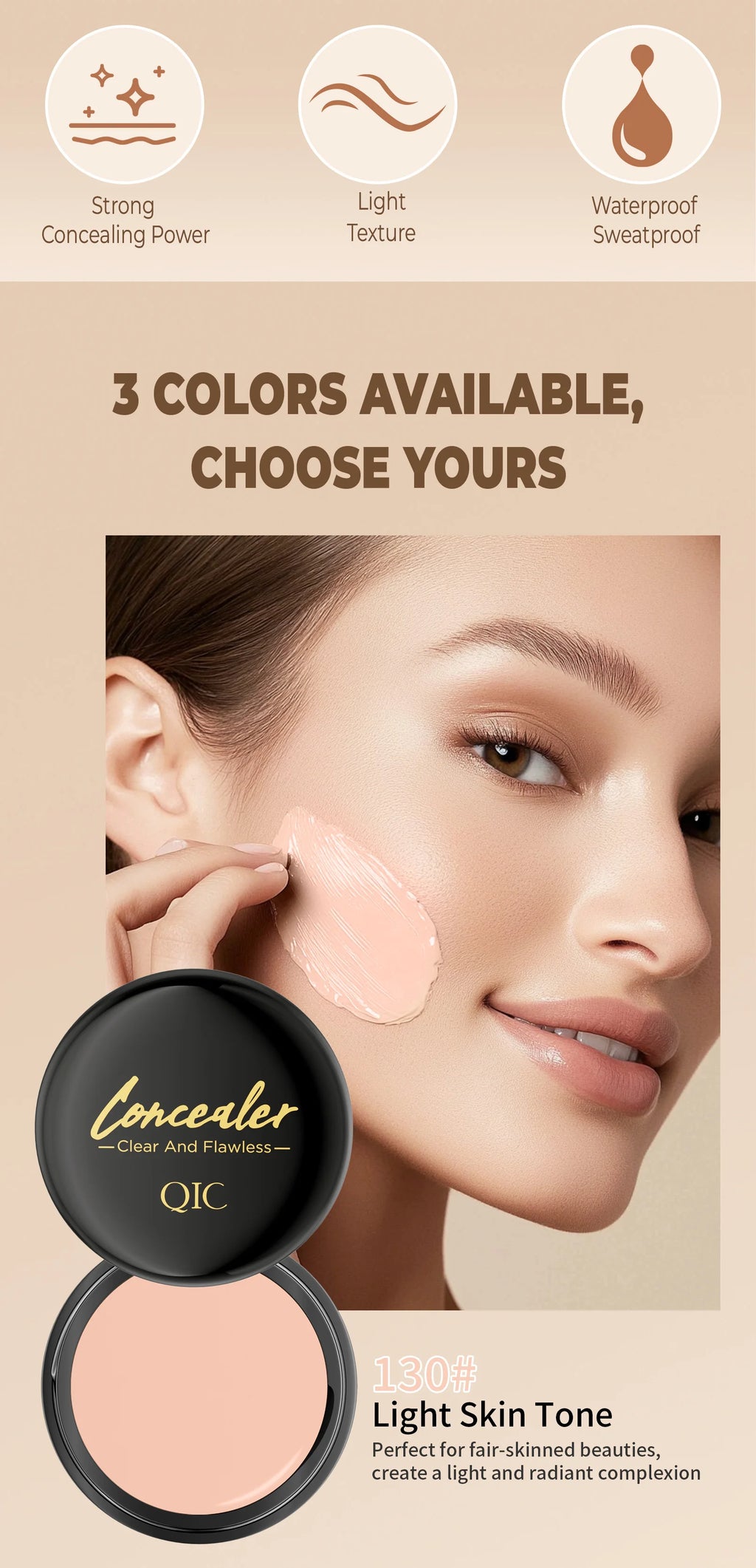 Waterproof Full Coverage Concealer for Tattoos, Scars - Natural Finish Foundation for All Skin Tones & Types