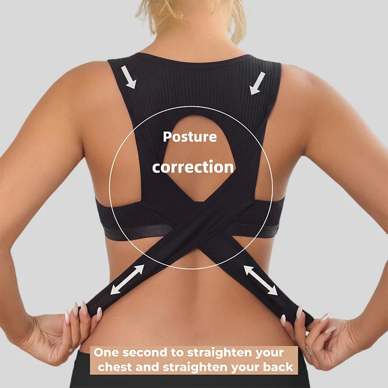 Women's Posture Corrector Push-Up Bra Seamless Wireless for Better Back Support Underwire Back Posture Corrector for Sports