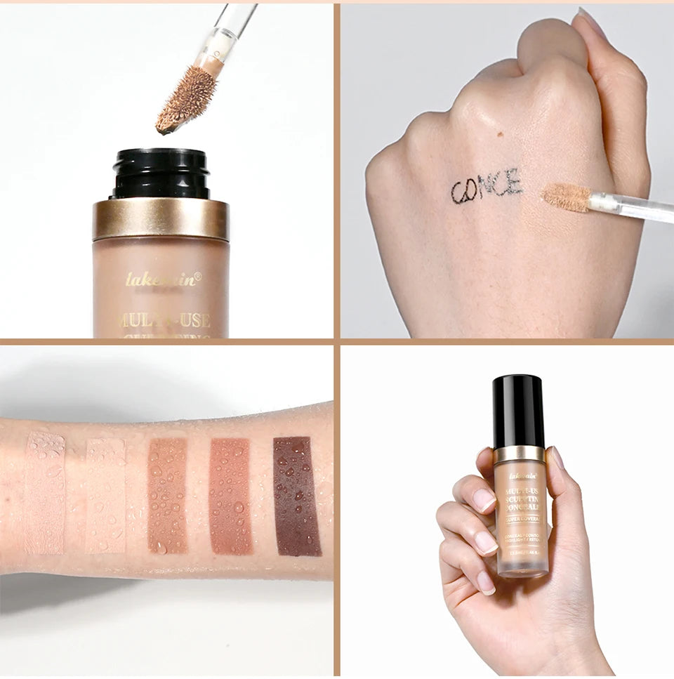 Foundation Coverage Concealer Multi-Use Cream Oil Free Long Lasting Hydrating Cover Contour Highlight and Retouch Face Makeup