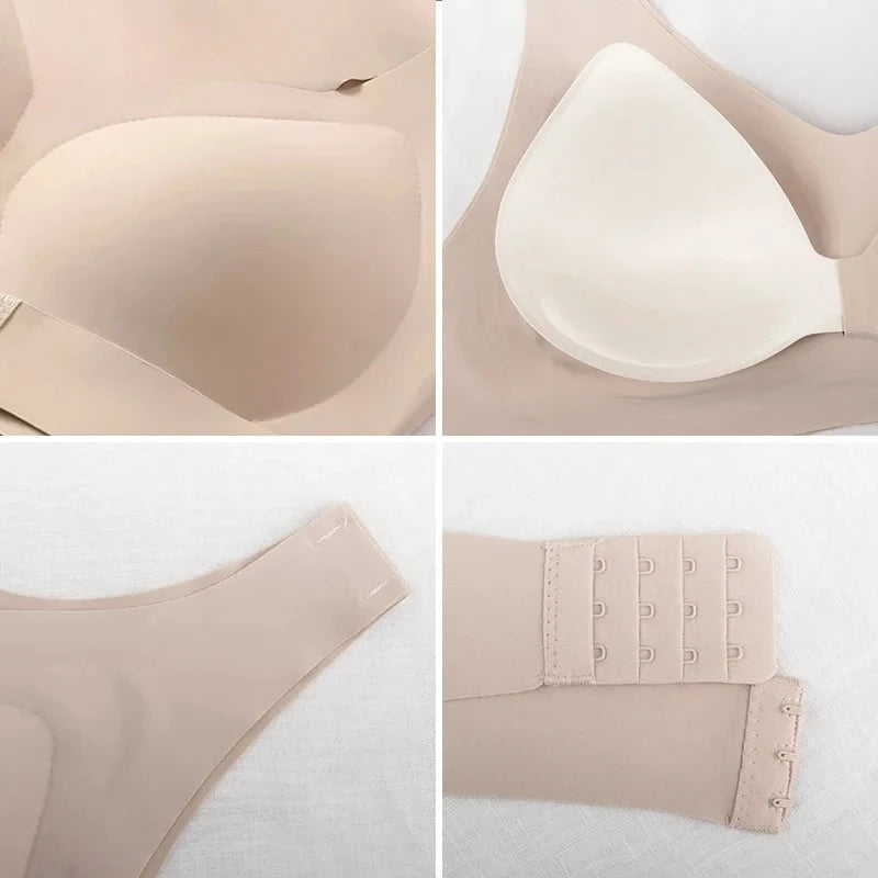 Wireless Posture Correction Bra for Women Seamless Push Up Bralette with Cross Back Support for Daily Shaping Lingerie