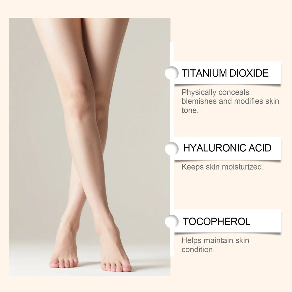 Body Foundation with Brush Set Waterproof Leg Makeup Cream Full Coverage Concealer Scar Veins Niacinamide Physical Sun Protectin