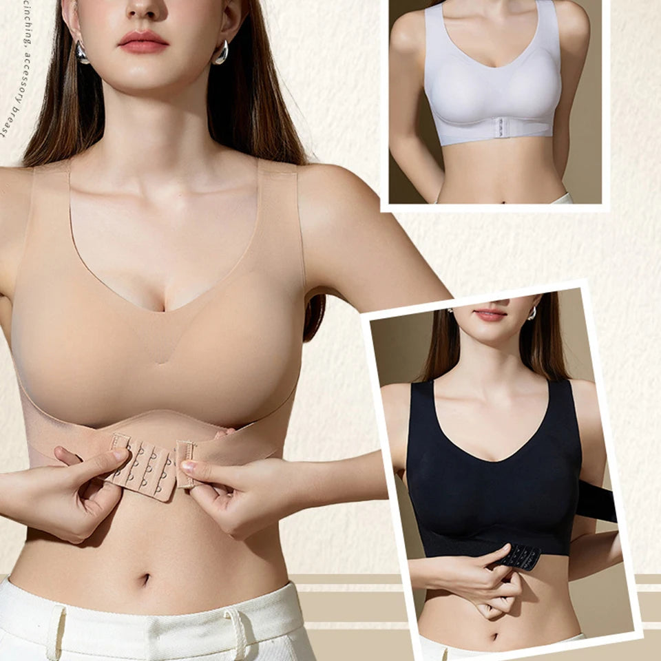1/2PCS Women's Posture Correction Bras Seamless Wireless Push Up Bralette Cross Back Support Brassiere Full Coverage Daily Bra