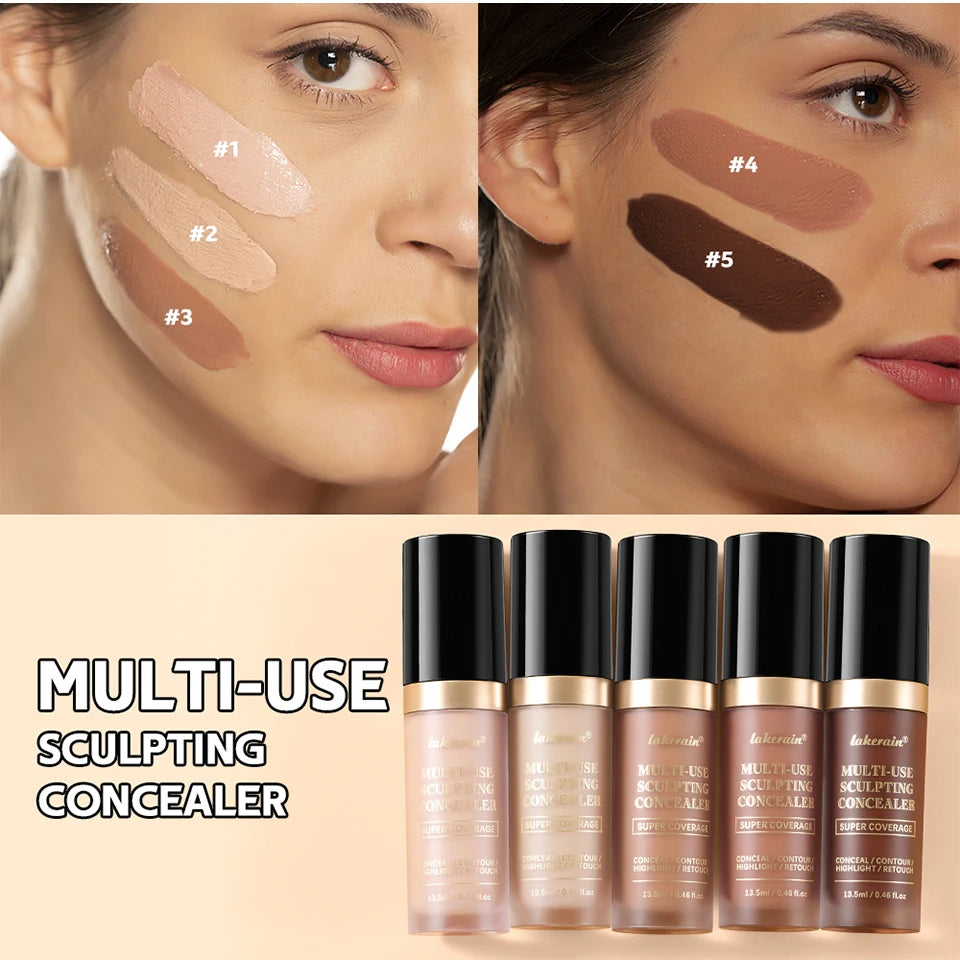 Foundation Coverage Concealer Multi-Use Cream Oil Free Long Lasting Hydrating Cover Contour Highlight and Retouch Face Makeup