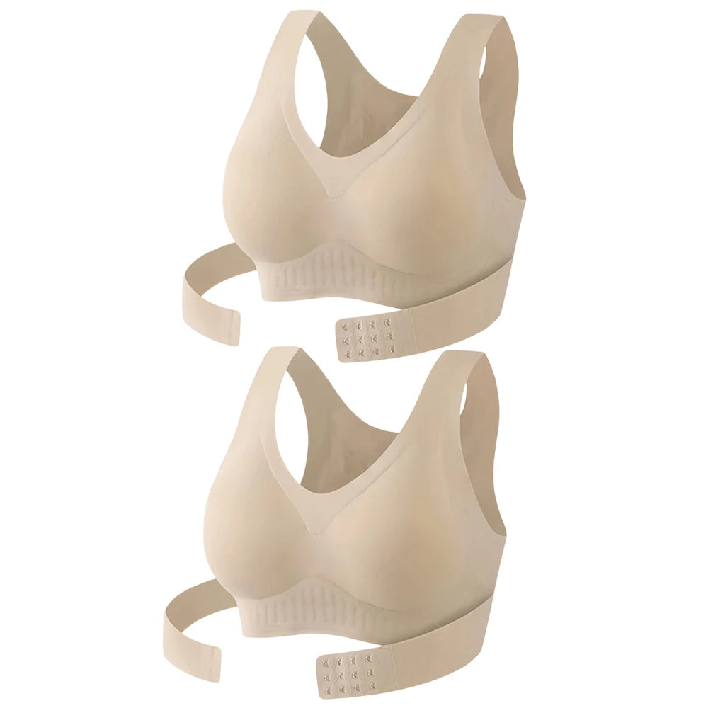 1/2PCS Women's Posture Correction Bras Seamless Wireless Push Up Bralette Cross Back Support Brassiere Full Coverage Daily Bra