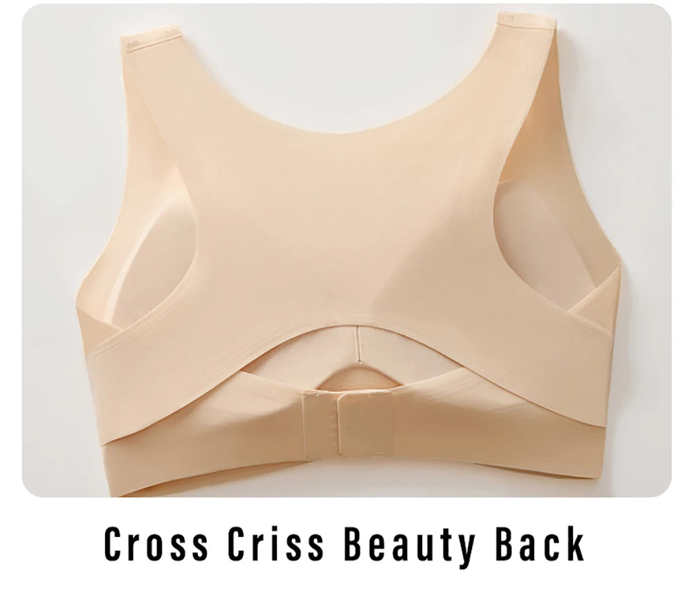 1/2PCS Women's Posture Correction Bras Seamless Wireless Push Up Bralette Cross Back Support Brassiere Full Coverage Daily Bra
